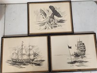 3 VTG Robert James Pailthorpe Ship Sketches