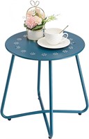 Outdoor Side Table  Steel  Navy Blue  18x18