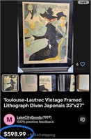 B - FRAMED TOULOUSE-LAUTREC POSTER W/ COA (M5)