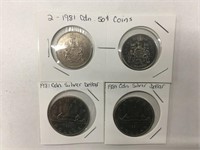 1981 - 2 Silver Dollars & 2 50 Cent Coins