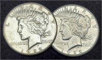 (2) 1922-S Peace Silver Dollar AU