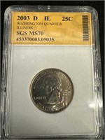 2003 D ILLINOIS 25C Graded MS70