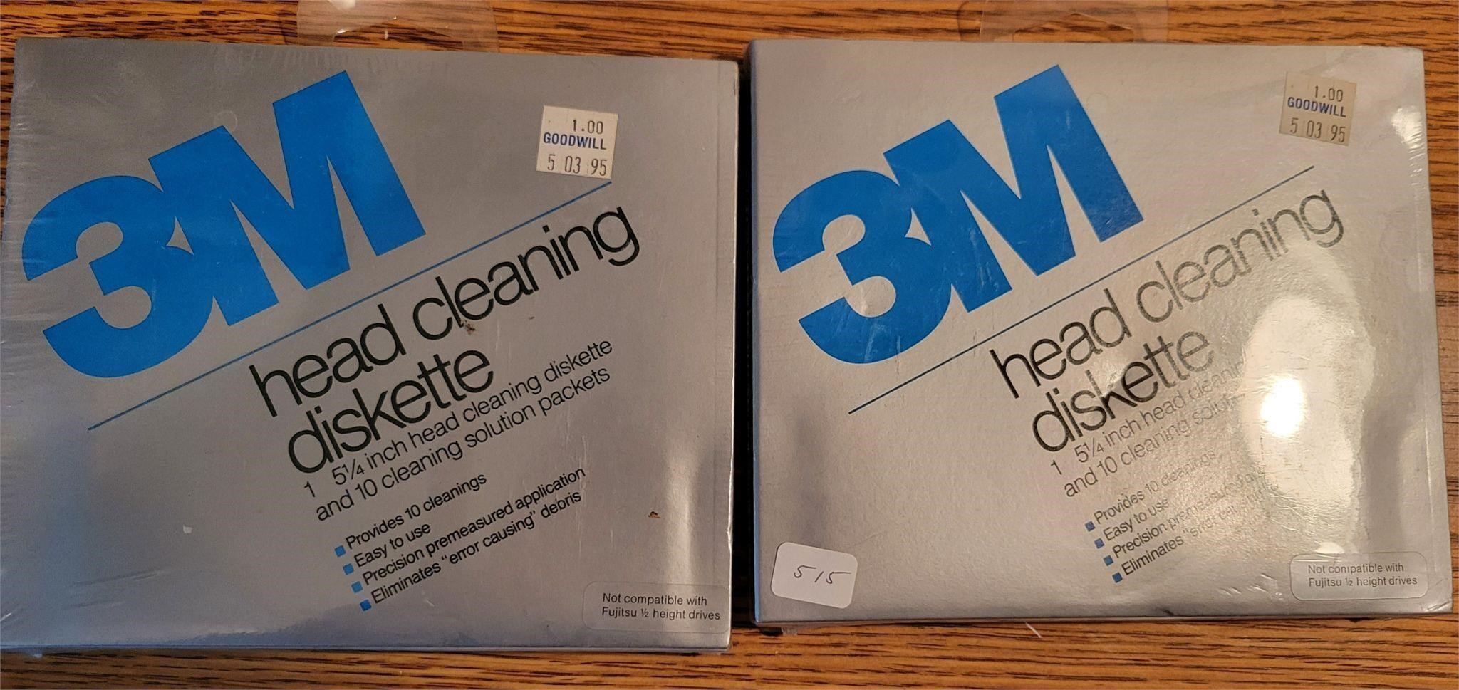 2 Sealed 3M Head Cleaning Diskette 5 1/4"