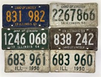 1950's & 1960 State of Illinois License Plates