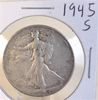 1945 S  Walking Liberty Silver Half Dollar