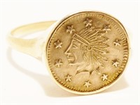 1850 California Gold Indian Head Coin in 10K Ring*