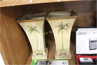 PALMETTO DECORATED METAL VASES