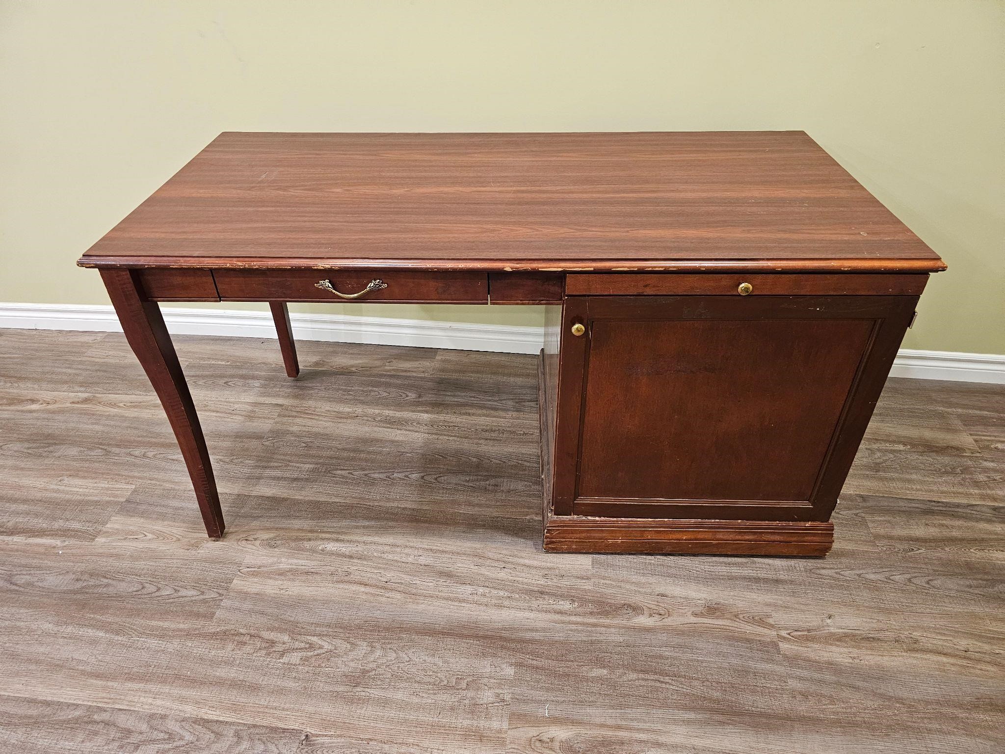 ($359) Wooden Desk with Drawer and Door