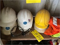 6 hard hats 2 reflective vests 3 pair safety glass