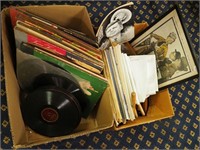 Box of vintage 78 rpm records including sets and