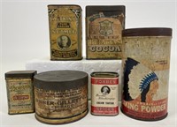 6 Vintage Kitchen Spice Advertising Tins
