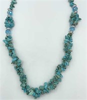 HOWLITE Turquoise Cluster Light Blue Bead Necklace