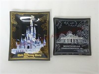 Walt Disney World & Monticello Smoked Glass Dishes