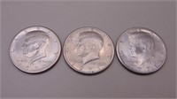 (3) 1971 U. S. Kennedy Half Dollars