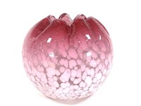 Blown Cased Glass Confetti Cranberry Rose Bowl