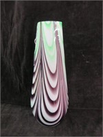 PURPLE AND GREEN ART GLASS VASE 14"T