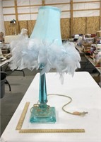 Blue glass lamp-22 in tall