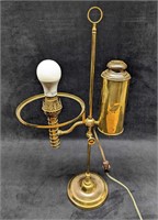 Vintage Brass Tone Converted Kerosene Lamp
