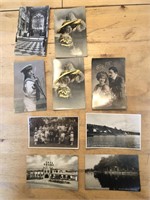 9 x Antique REAL PHOTO Postcards c. 1910