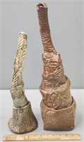 2 Stoneware Art Studio Pottery Figures