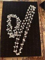 Faux pearl necklace and mis century bead necklace