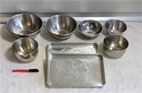 6-pc. SS Mixing Bowls and (2) Cooking Trays