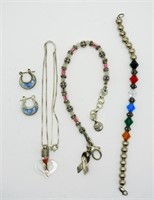 Sterling Beaded Bracelets, Earrings & Rice Necklac