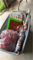 Tote of Christmas Wrap,, Bows,  Variety