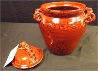 Ceramic Plum Color Urn w/Lid