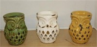 SET OF 3 CERAMIC OWL TEALIGHTS