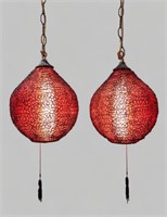 PAIR OF MID CENTURY HANGING LAMPS