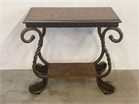 End Table With Nailhead Trim Top and Scrolled Base