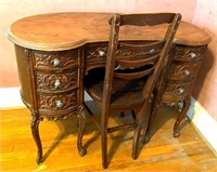 antique ornate desk & chair