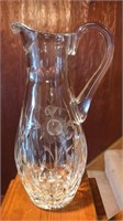Deep cut crystal handle pitcher 11in