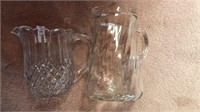 2 Vintage clear crystal pitchers