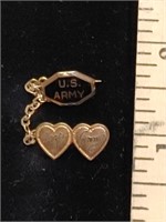 Vtg US Army Two Hearts Pin