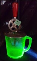 Vintage uranium glass cup, mixer