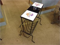 Wrought Iron and Tile Chairside Table