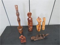 6 WOODEN CARVINGS OF VARIOUS SIZES