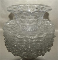 (8) American Fostoria Glass 7.5" Plates +Mayo Bowl