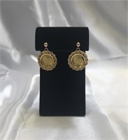 2 Isle Of Man Crowns With Image Of Cats Earrings
