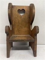 Doll size wooden chair with heart