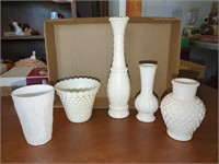 Vintage Milk Glass Vases & Planters