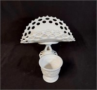 Milk Glass Pedestal Candy Dish and Misc