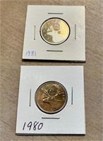 1980 & 1981 25 CENT