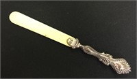 19C STERLING SILVER HANDLED IVORY PAGE TURNER