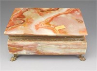 Lot # 3706 - Pink figural soap stone hinged top