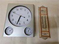 Metal AT&T Thermometer and Quartz Clock