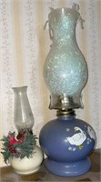 Vintage Blue Geese Oil Lamp & Lamplight Farms