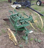 Vintage Single Bottom Plow on Steel Wheels